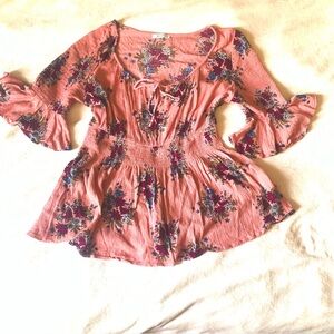JODIFL Floral Gauze Babaydoll in Pink and Purple S 3/$15